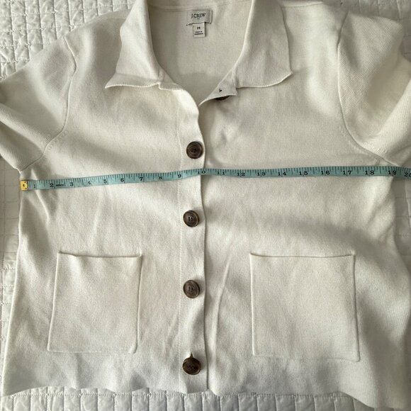 J.Crew Womens White Button-Up Cotton Cardigan Sweater M - Picture 7 of 9